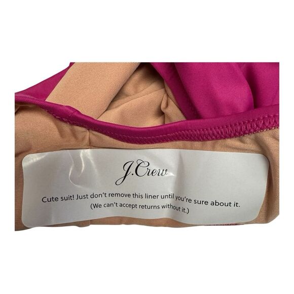 NWT J. Crew Radiant Fushia Roushed V Neck One Piece Bathing Suit Size 4 - Picture 6 of 9
